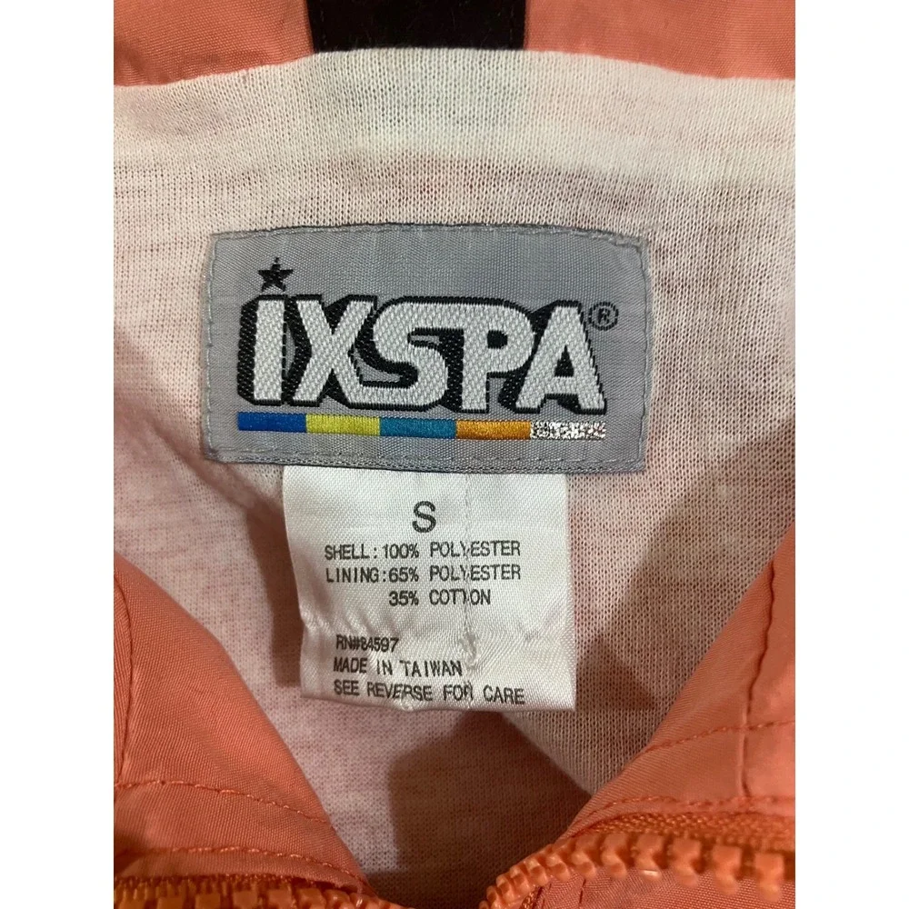 IXSPA Womens Vintage 90s Windbreaker Jacket Coral Pink Colorblock‎ Full Zip S